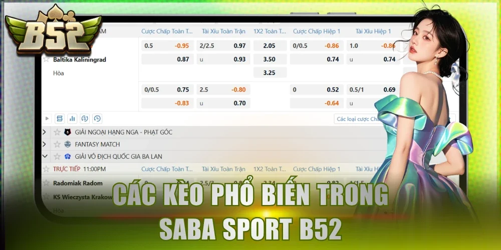 Các kèo phổ biến trong Saba Sport B52