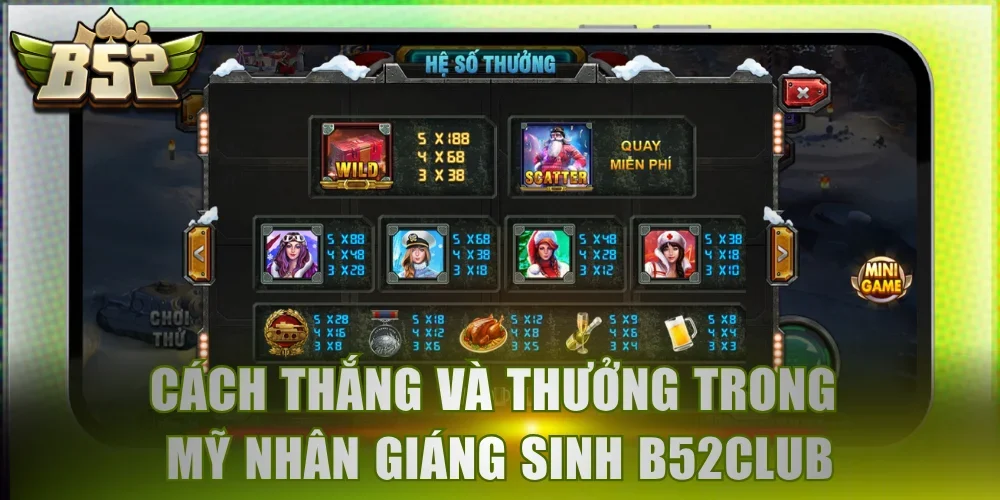 Cách thắng và thưởng trong Mỹ Nhân Giáng Sinh B52Club