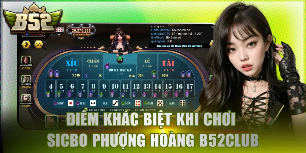 Điểm khác biệt khi chơi Sicbo Phượng Hoàng B52Club