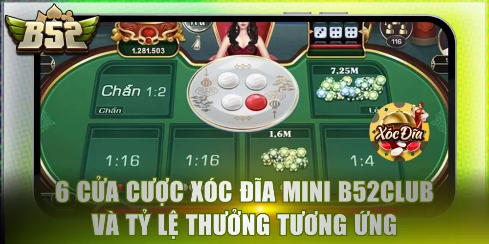 Nắm rõ 6 cửa cược Xóc Đĩa Mini B52Club và tỷ lệ thưởng tương ứng