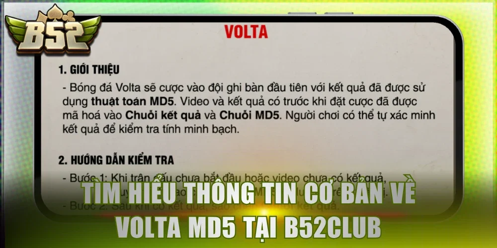 Tìm hiểu thông tin cơ bản về Volta MD5 tại B52Club